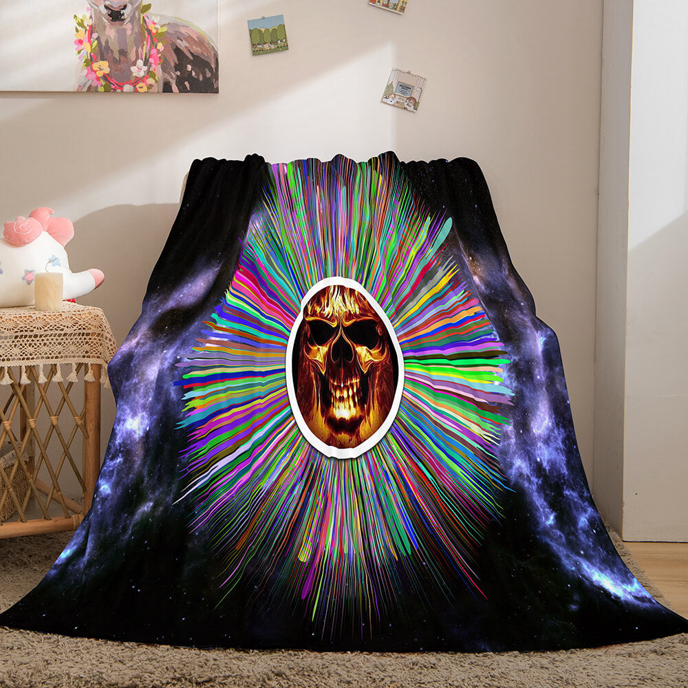 Halloween Horror Skull Flannel Fleece Blanket Skeleton Throw Blanket (Online Order Only)
