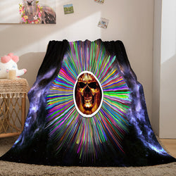 Halloween Horror Skull Flannel Fleece Blanket Skeleton Throw Blanket (Online Order Only)