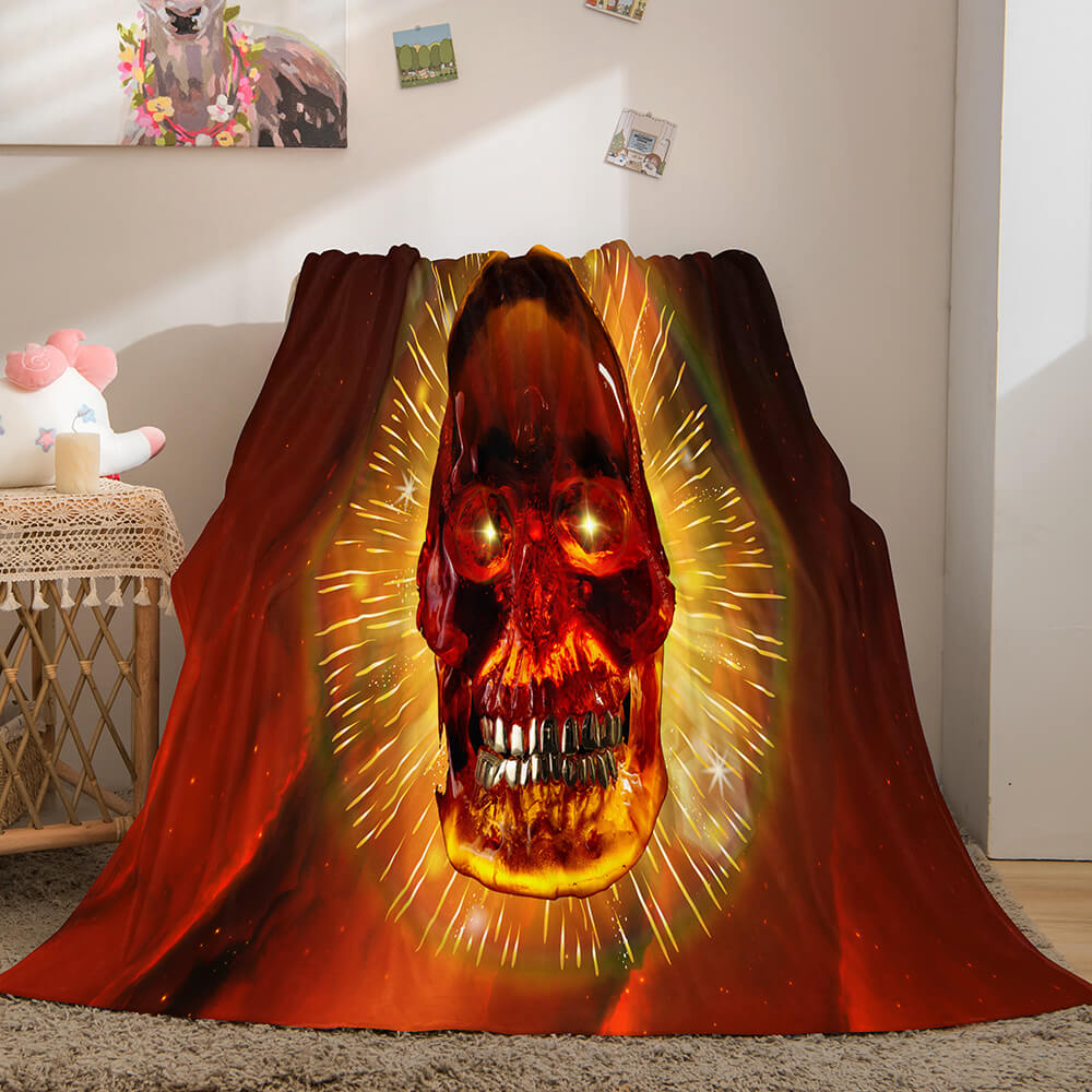Halloween Horror Skull Flannel Fleece Blanket Skeleton Throw Blanket (Online Order Only)