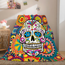 Halloween Horror Skull Flannel Fleece Blanket Skeleton Throw Blanket (Online Order Only)
