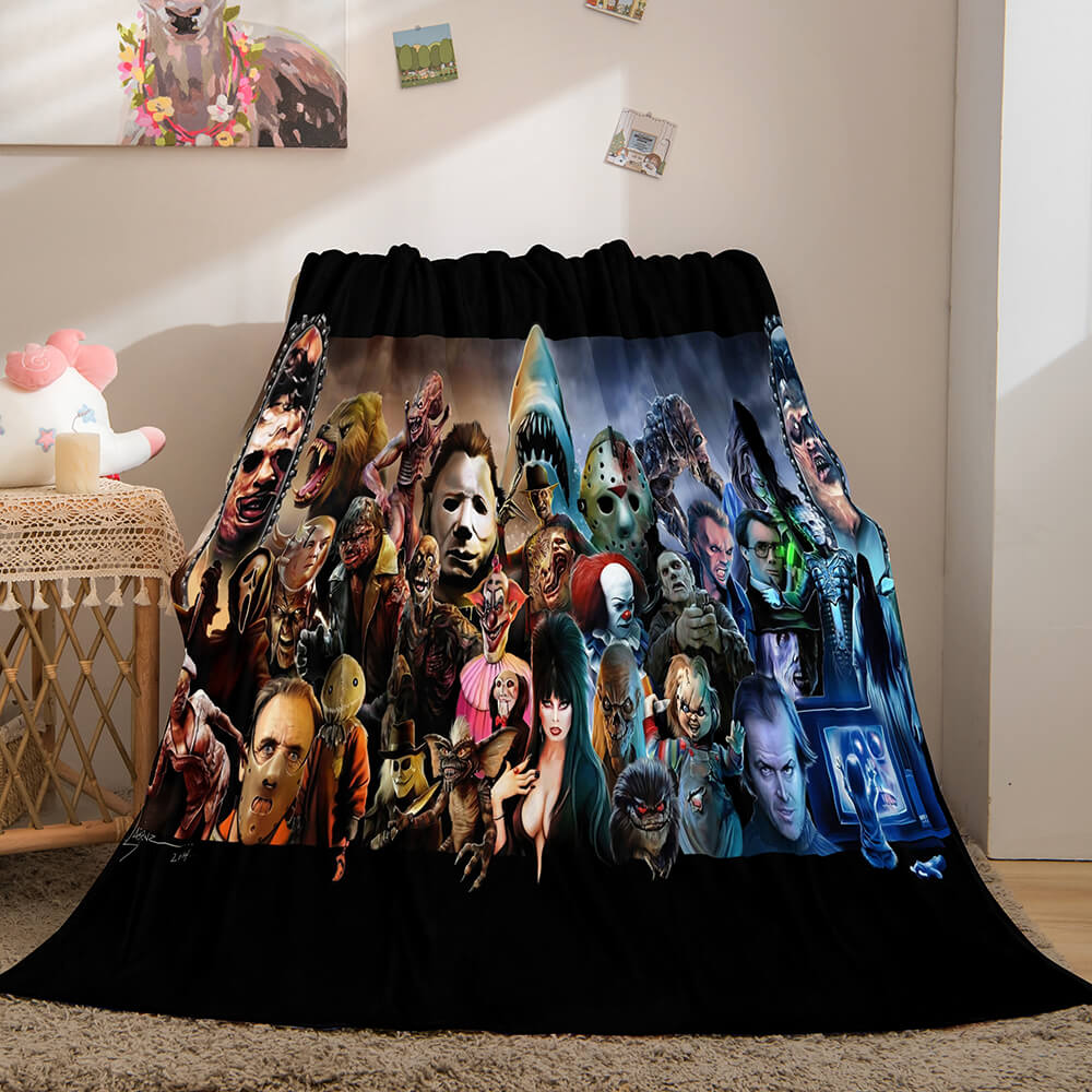 Halloween Horror Theme Flannel Fleece Throw Cosplay Blanket Sets (Online Order Only)