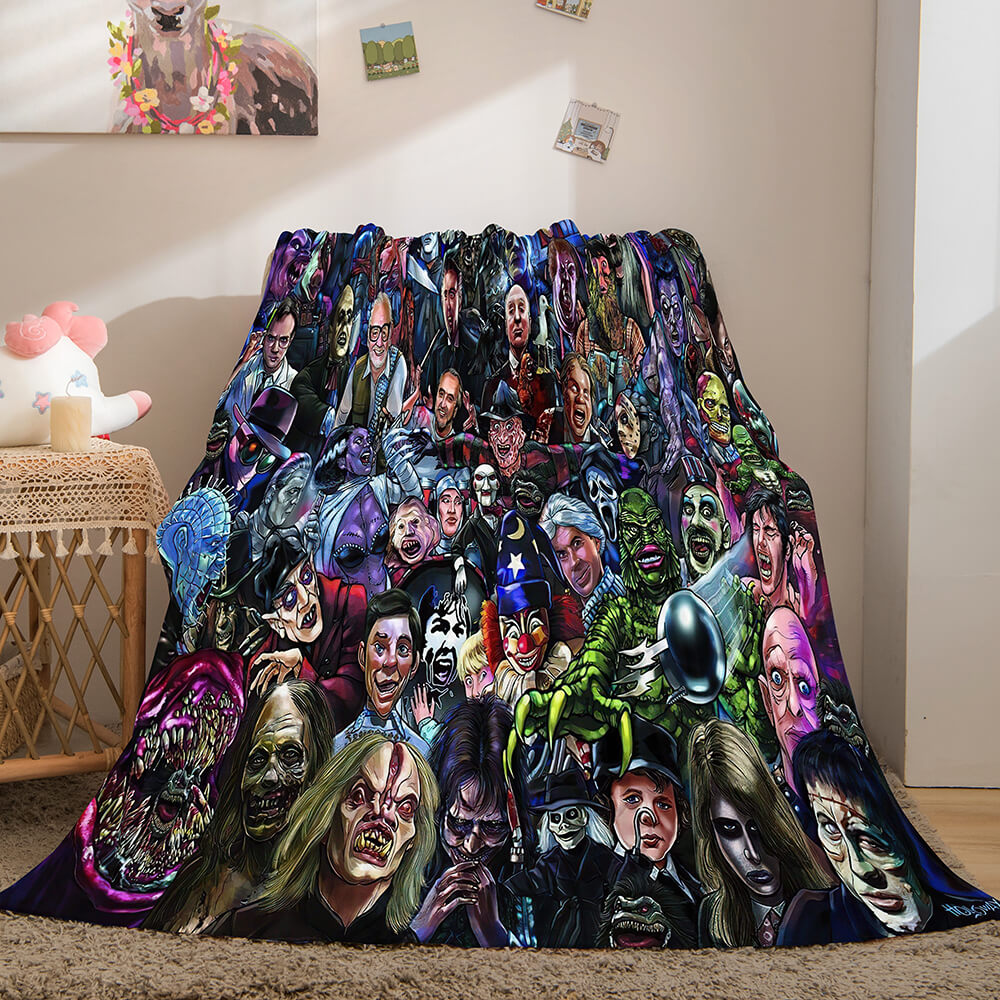 Halloween Horror Theme Flannel Fleece Throw Cosplay Blanket Sets (Online Order Only)