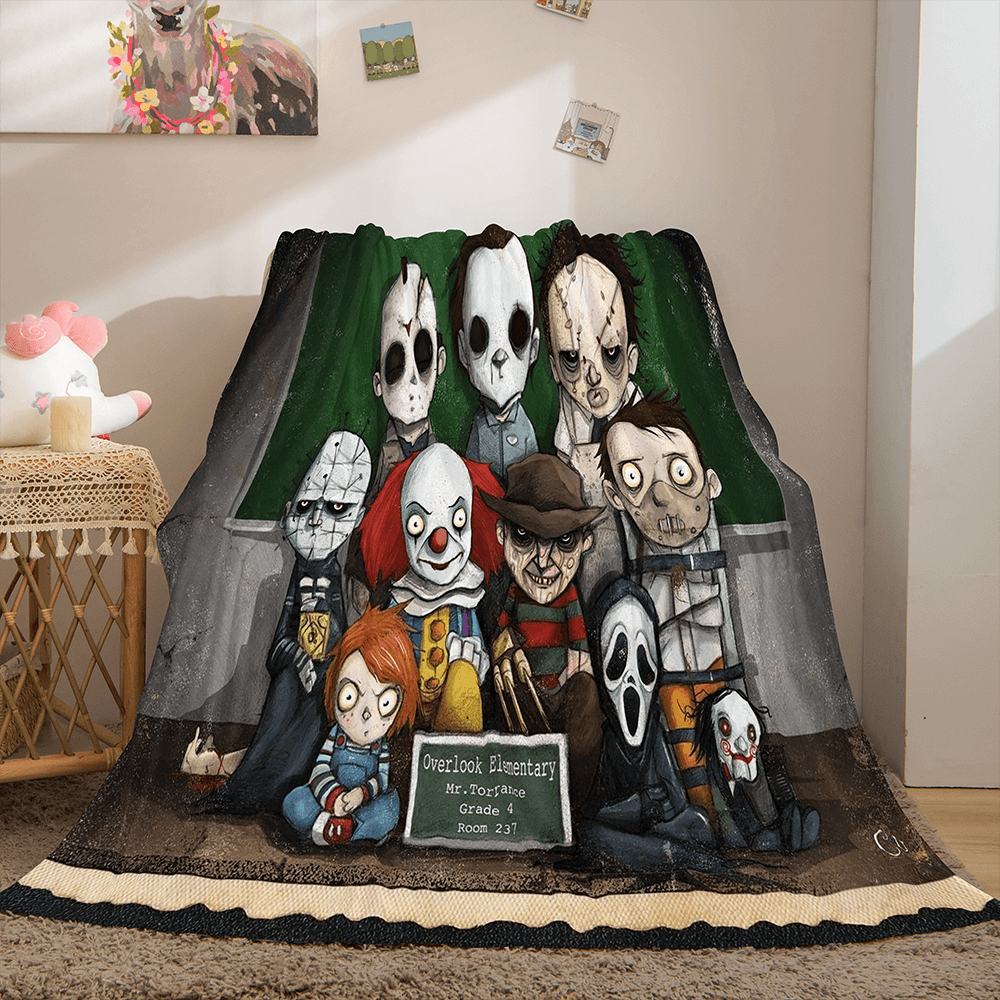 Halloween Horror Theme Flannel Fleece Throw Cosplay Blanket Sets (Online Order Only)
