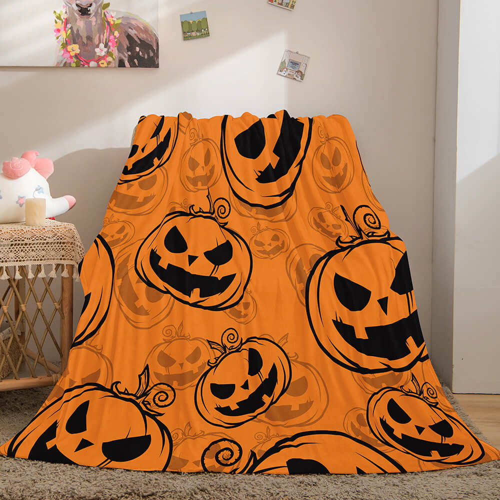 Halloween Pumpkin Flannel Fleece Throw Cosplay Blanket (Online Order Only)