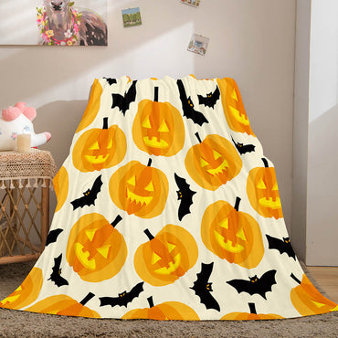 Halloween Pumpkin Flannel Fleece Throw Cosplay Blanket (Online Order Only)