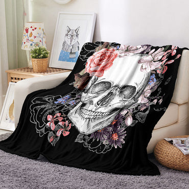 Halloween Scary Skeleton Skull Blanket Flannel Fleece Throw Blanket (Online Order Only)