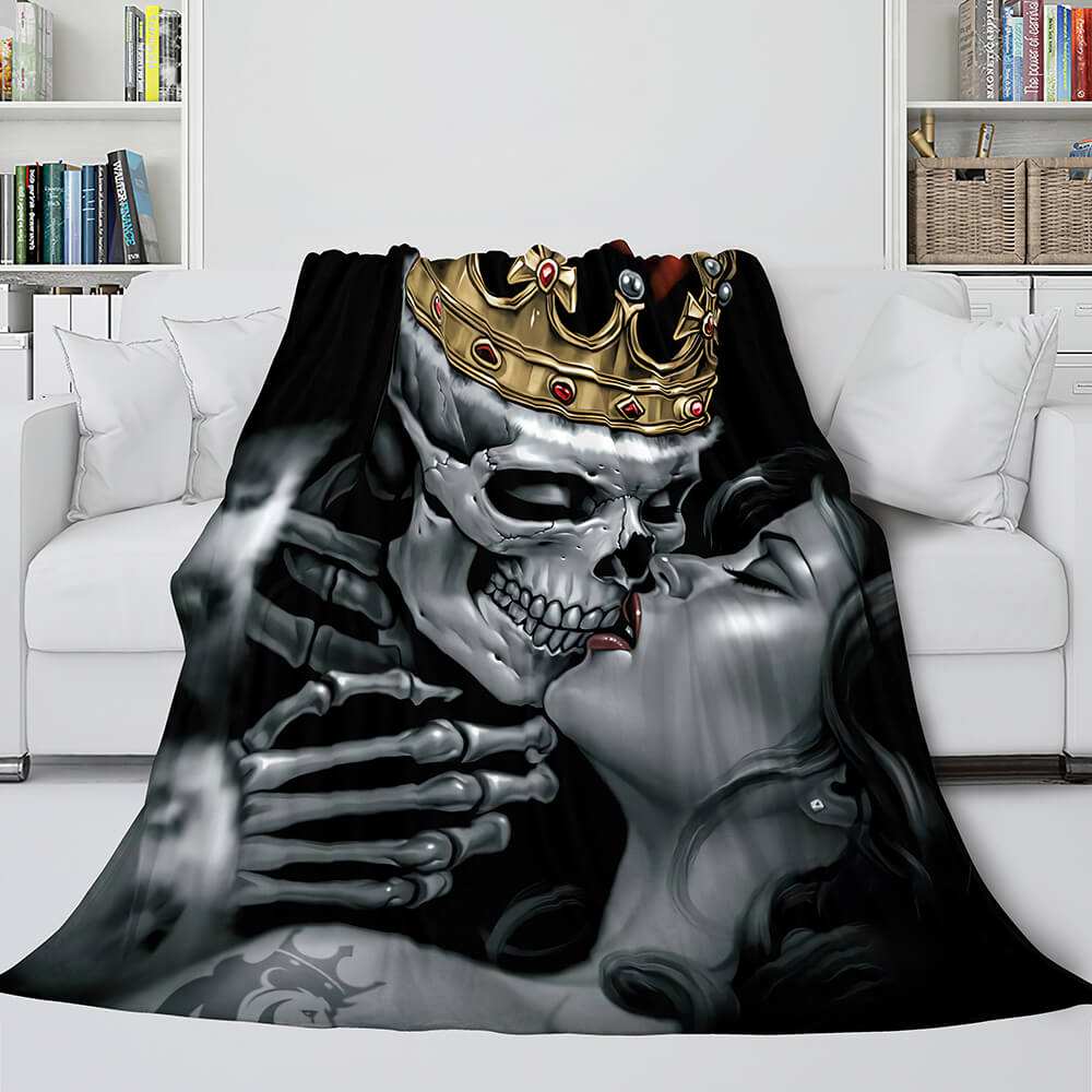 Halloween Skeleton Skull Flannel Blanket Throw Blanket (Online Order Only)