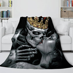 Halloween Skeleton Skull Flannel Blanket Throw Blanket (Online Order Only)