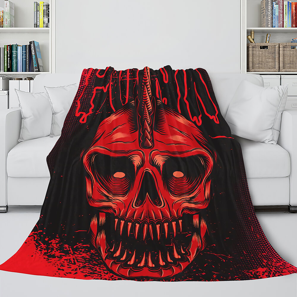 Halloween Skeleton Skull Flannel Blanket Throw Blanket (Online Order Only)