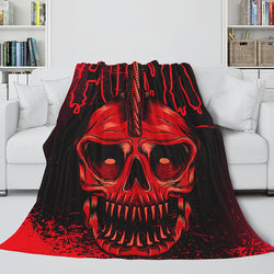 Halloween Skeleton Skull Flannel Blanket Throw Blanket (Online Order Only)