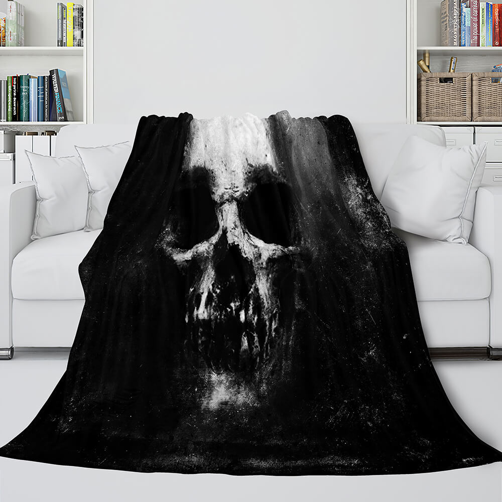 Halloween Skeleton Skull Flannel Blanket Throw Blanket (Online Order Only)