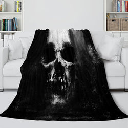 Halloween Skeleton Skull Flannel Blanket Throw Blanket (Online Order Only)