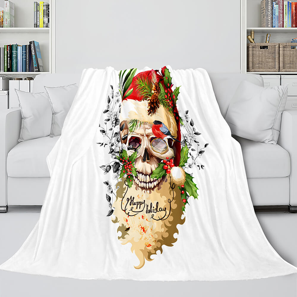 Halloween Skeleton Skull Flannel Blanket Throw Blanket (Online Order Only)