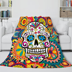 Halloween Skeleton Skull Flannel Blanket Throw Blanket (Online Order Only)