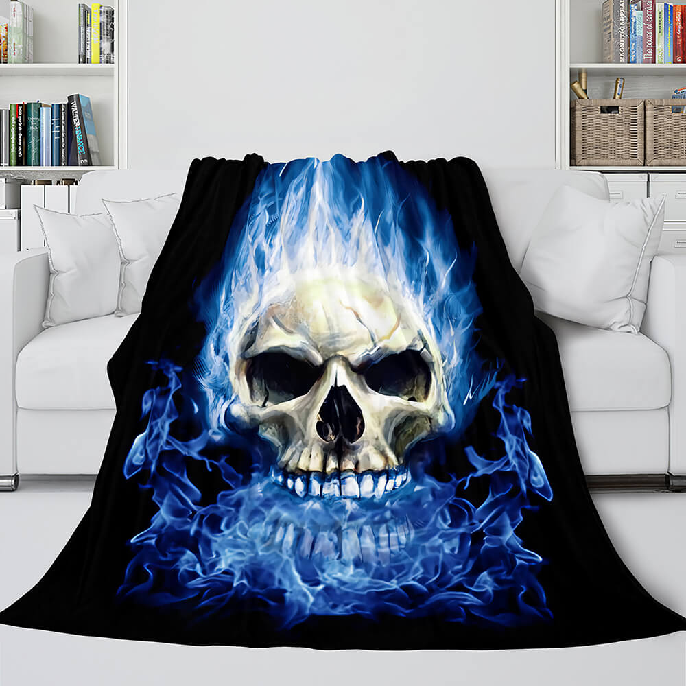 Halloween Skeleton Skull Flannel Blanket Throw Blanket (Online Order Only)