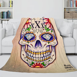 Halloween Skeleton Skull Flannel Blanket Throw Blanket (Online Order Only)