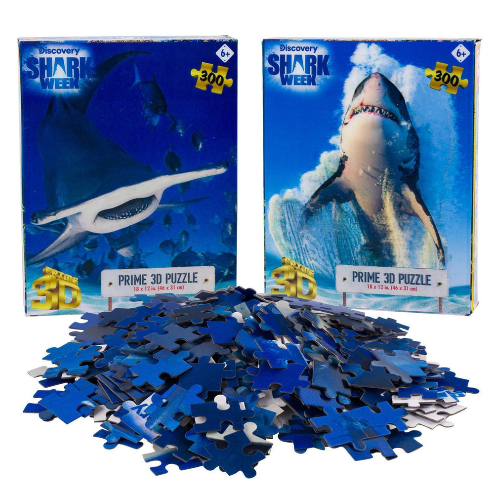 Hammerhead & Great White Set of 2 300 Piece Lenticular Jigsaw Puzzles Prime 3D (ONLINE ORDER ONLY)