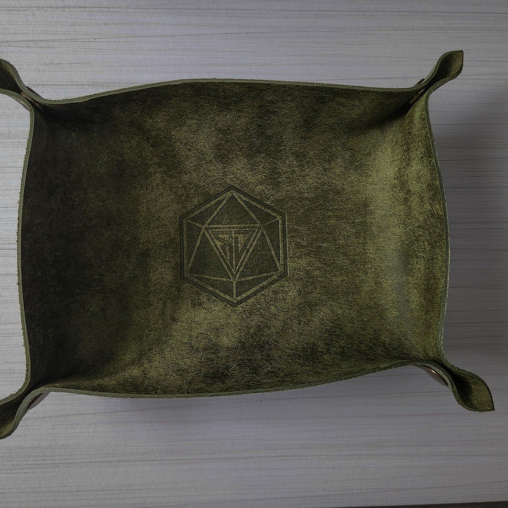 Hand Made Italian Green Pueblo Leather DND Dice Tray (ONLINE ORDER ONLY)