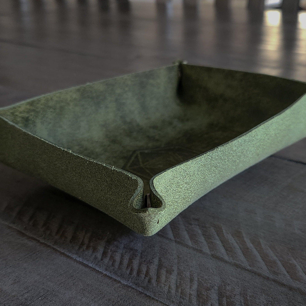 Hand Made Italian Green Pueblo Leather DND Dice Tray (ONLINE ORDER ONLY)