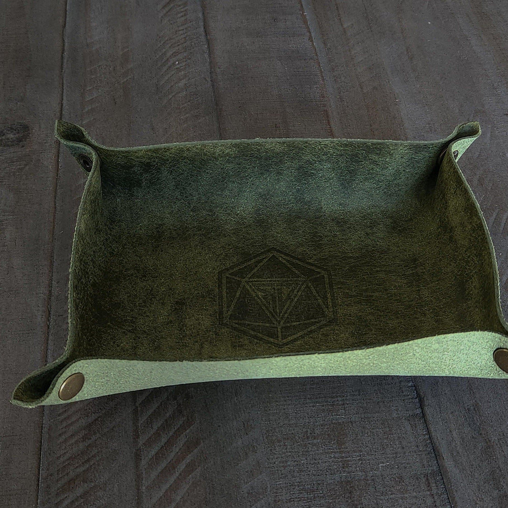 Hand Made Italian Green Pueblo Leather DND Dice Tray (ONLINE ORDER ONLY)