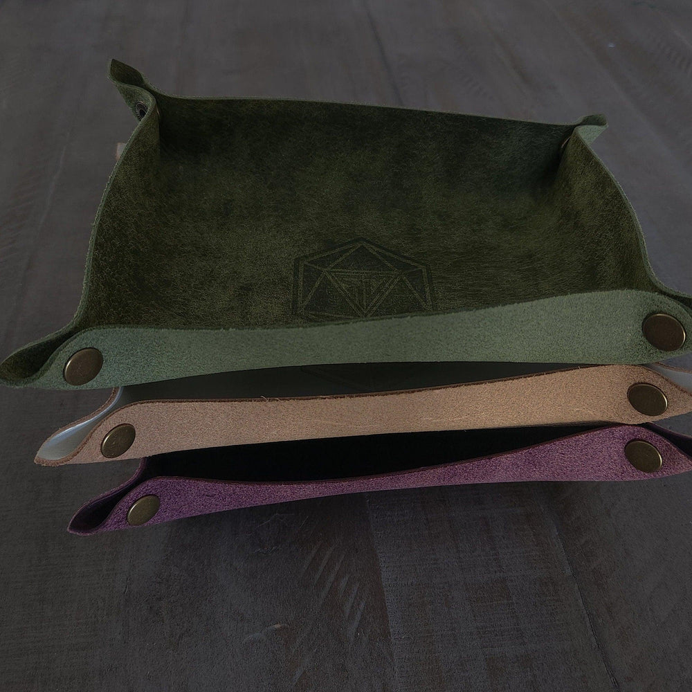 Hand Made Italian Green Pueblo Leather DND Dice Tray (ONLINE ORDER ONLY)