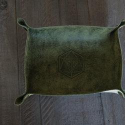 Hand Made Italian Green Pueblo Leather DND Dice Tray (ONLINE ORDER ONLY)