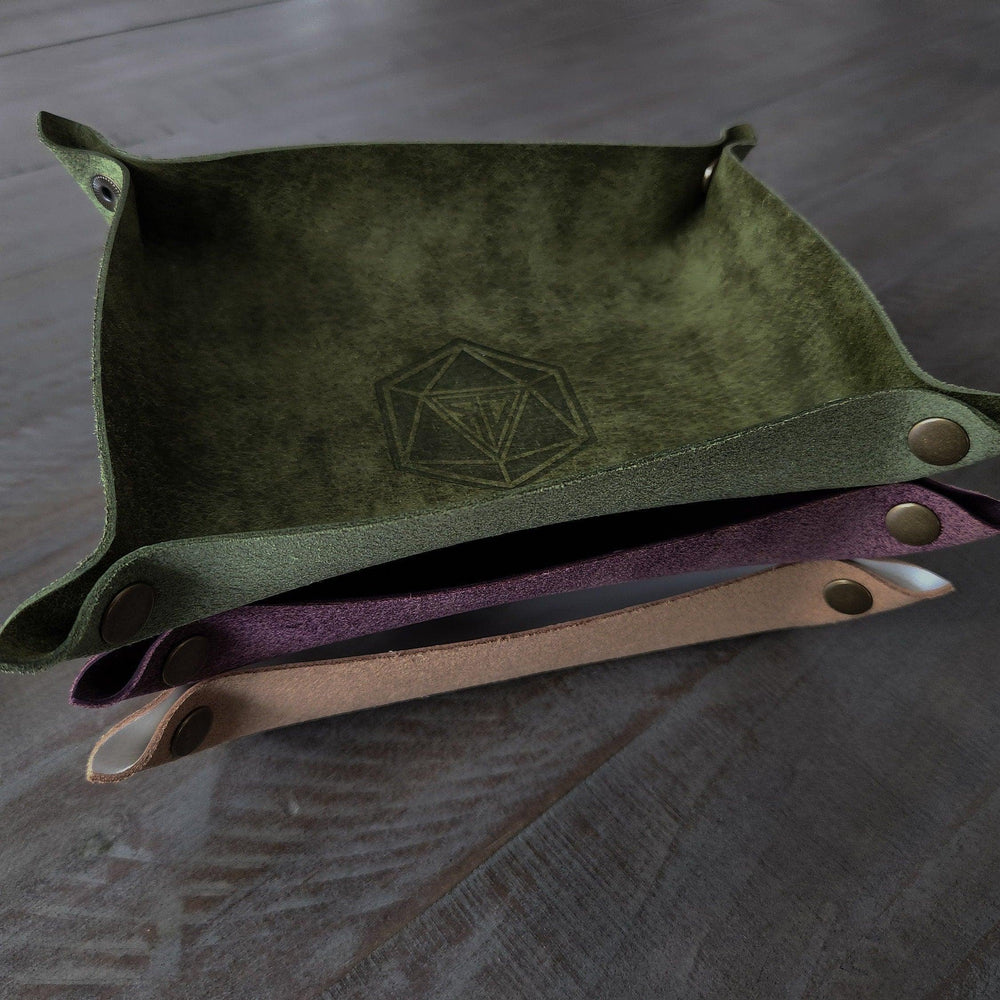 Hand Made Italian Green Pueblo Leather DND Dice Tray (ONLINE ORDER ONLY)