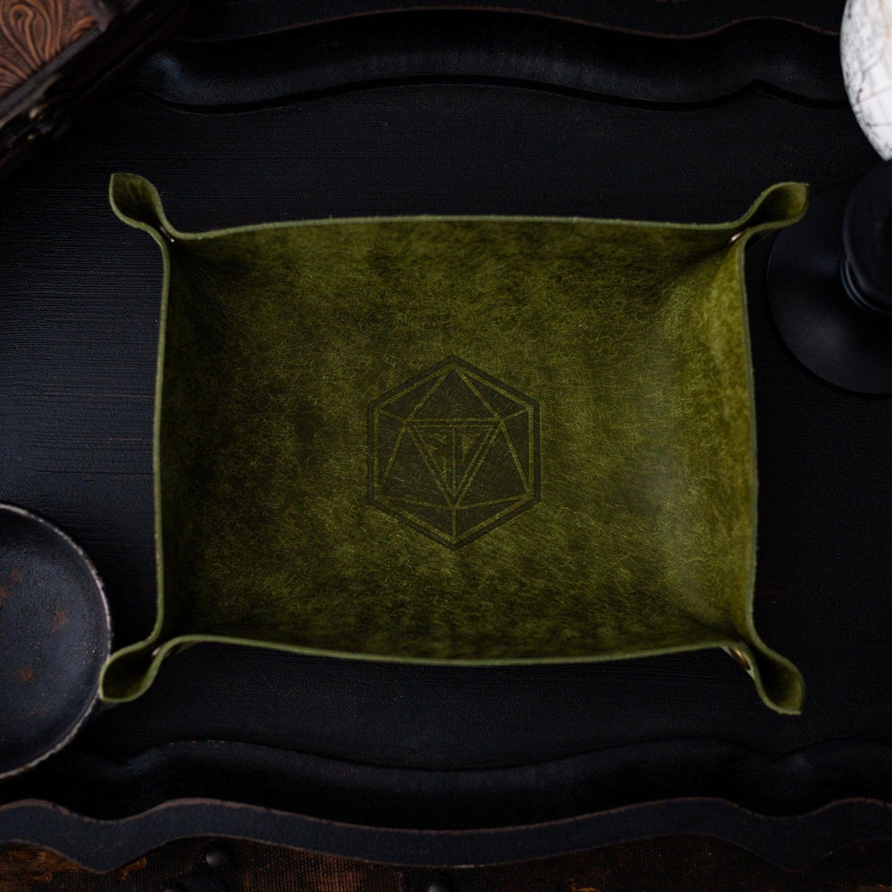 Hand Made Italian Green Pueblo Leather DND Dice Tray (ONLINE ORDER ONLY)