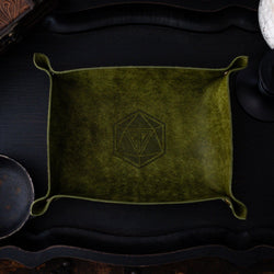 Hand Made Italian Green Pueblo Leather DND Dice Tray (ONLINE ORDER ONLY)