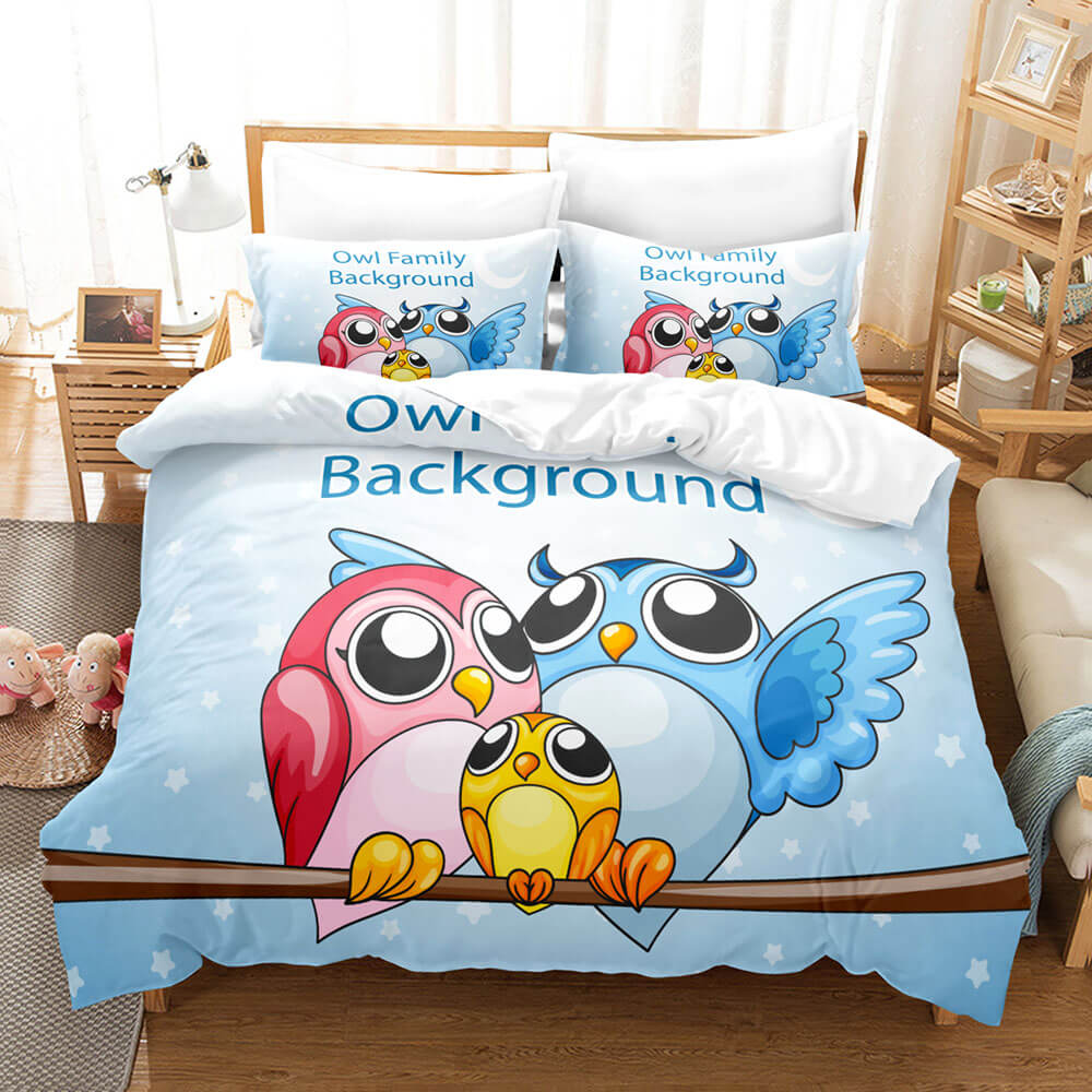 Hand-Painted Cartoon Owl Bedding Set Quilt Covers Without Filler (Online Order Only)