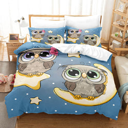 Hand-Painted Cartoon Owl Bedding Set Quilt Covers Without Filler (Online Order Only)