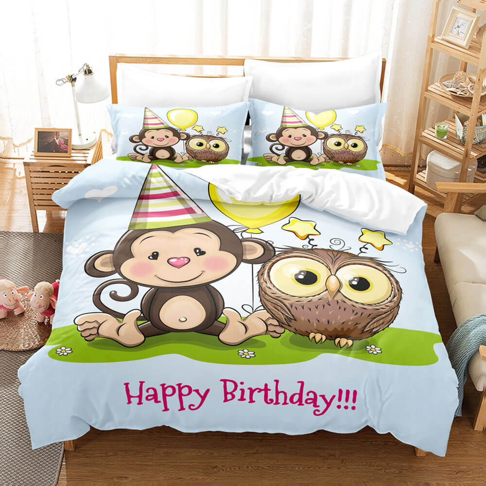 Hand-Painted Cartoon Owl Bedding Set Quilt Covers Without Filler (Online Order Only)
