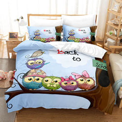 Hand-Painted Cartoon Owl Bedding Set Quilt Covers Without Filler (Online Order Only)