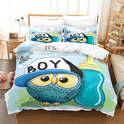 Hand-Painted Cartoon Owl Bedding Set Quilt Covers Without Filler (Online Order Only)