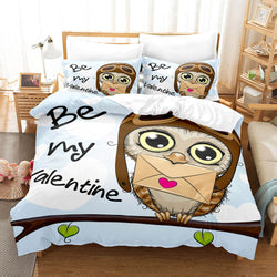 Hand-Painted Cartoon Owl Bedding Set Quilt Covers Without Filler (Online Order Only)
