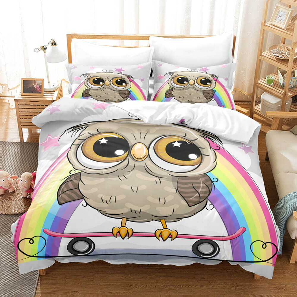 Hand-Painted Cartoon Owl Bedding Set Quilt Covers Without Filler (Online Order Only)