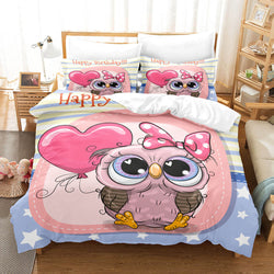 Hand-Painted Cartoon Owl Bedding Set Quilt Covers Without Filler (Online Order Only)
