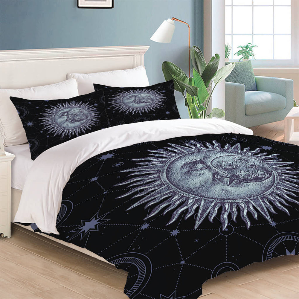 Hand Drawn Sun Face Bedding Sets Quilt Cover Without Filler (Online Order Only)