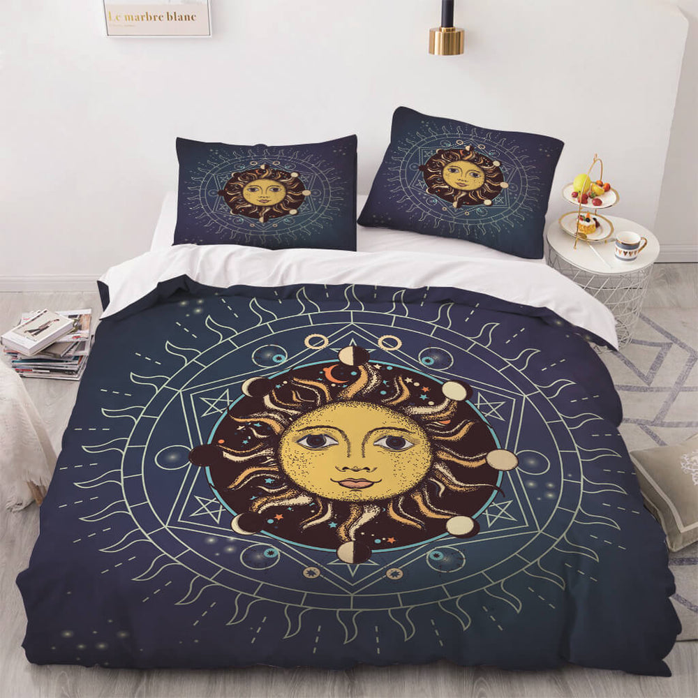 Hand Drawn Sun Face Bedding Sets Quilt Cover Without Filler (Online Order Only)