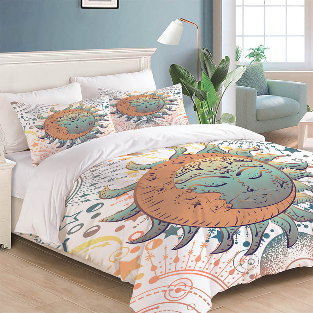 Hand Drawn Sun Face Bedding Sets Quilt Cover Without Filler (Online Order Only)