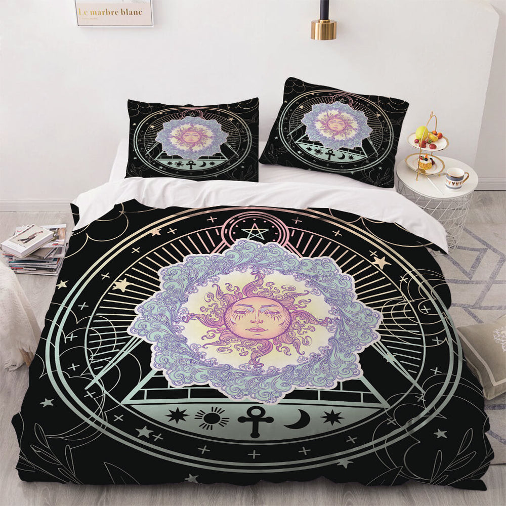 Hand Drawn Sun Face Bedding Sets Quilt Cover Without Filler (Online Order Only)