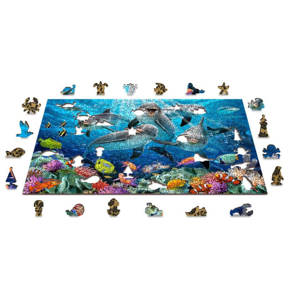 Happy Dolphins 505 Piece Wood Jigsaw Puzzle Wooden City (ONLINE ORDER ONLY)