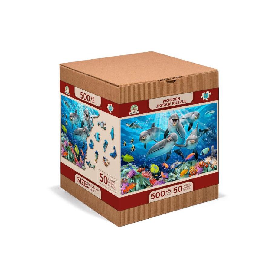 Happy Dolphins 505 Piece Wood Jigsaw Puzzle Wooden City (ONLINE ORDER ONLY)
