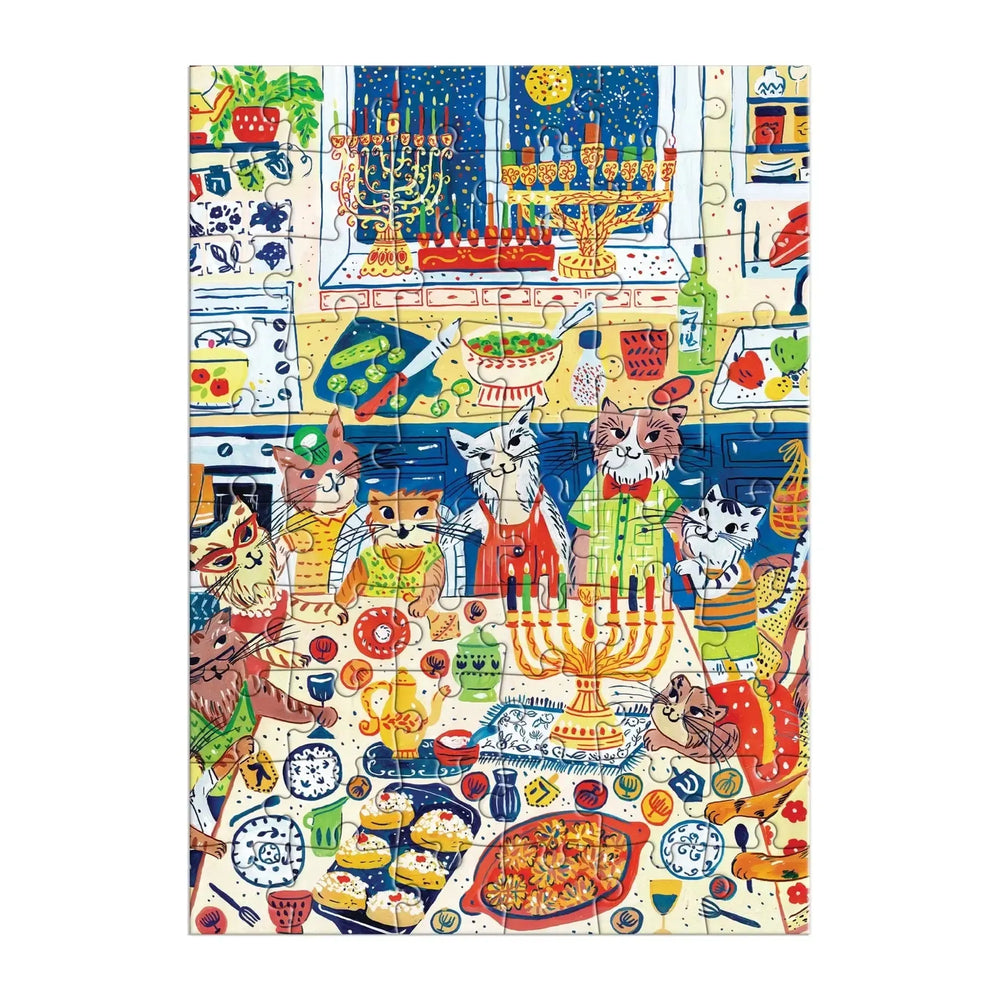 Happy Hanukcats Greeting Card 60 Piece Jigsaw Puzzle Galison