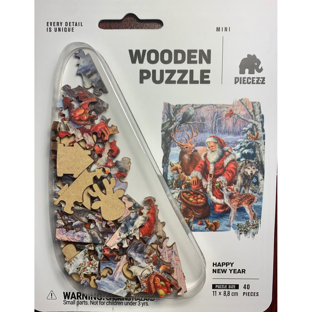 Happy New Year 40 Piece Mini Wooden Jigsaw Puzzle Geek Toys (ONLINE ORDER ONLY)