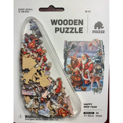 Happy New Year 40 Piece Mini Wooden Jigsaw Puzzle Geek Toys (ONLINE ORDER ONLY)