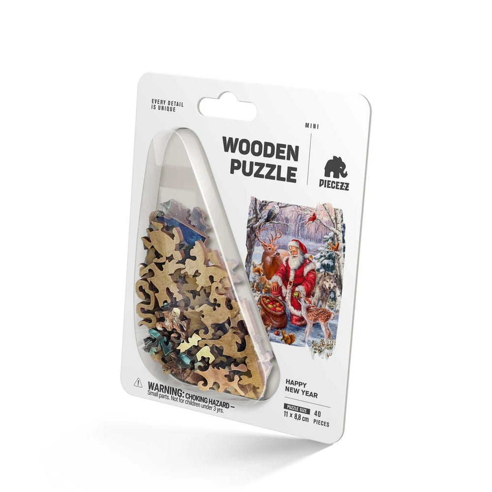 Happy New Year 40 Piece Mini Wooden Jigsaw Puzzle Geek Toys (ONLINE ORDER ONLY)