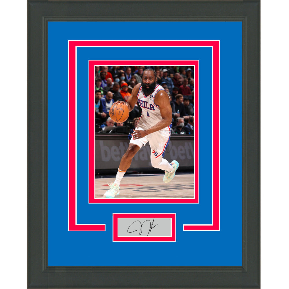 Framed James Harden Facsimile Laser Engraved Signature Auto Philadelphia 76ers 11x14 Basketball Photo (ONLINE ORDER ONLY)