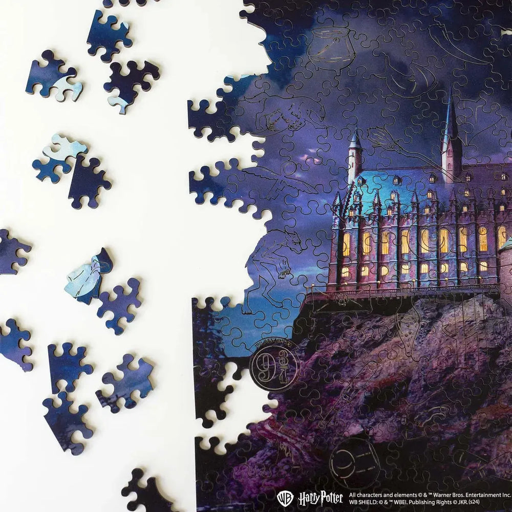 Harry Potter Hogwarts Castle at Night Wooden 338 Piece Jigsaw Puzzle Woods Story