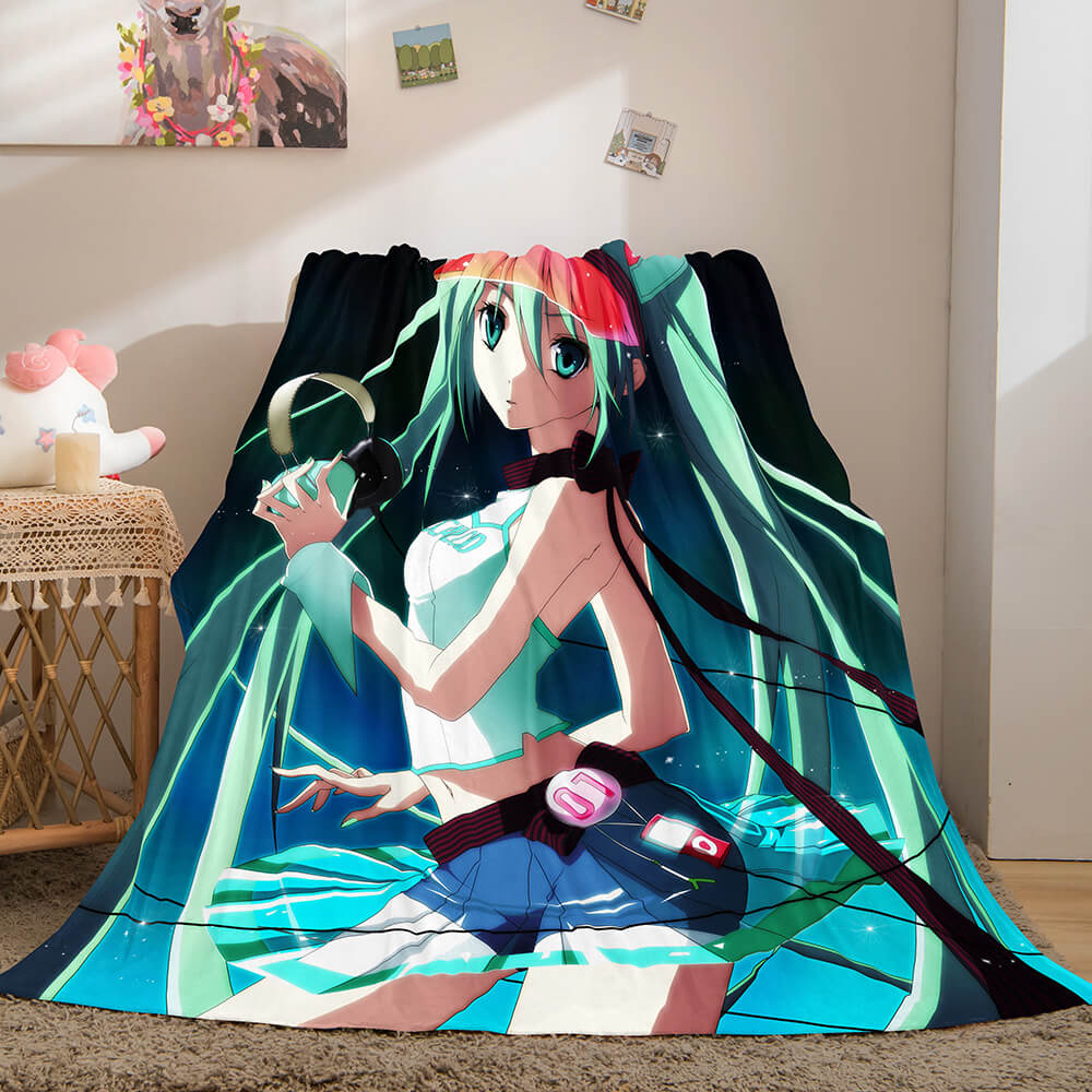 Hatsune Miku Cosplay Flannel Blanket Throw (Online Order Only)